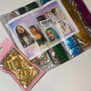 Fairy Hair Tinsel Set with Gold Accessories